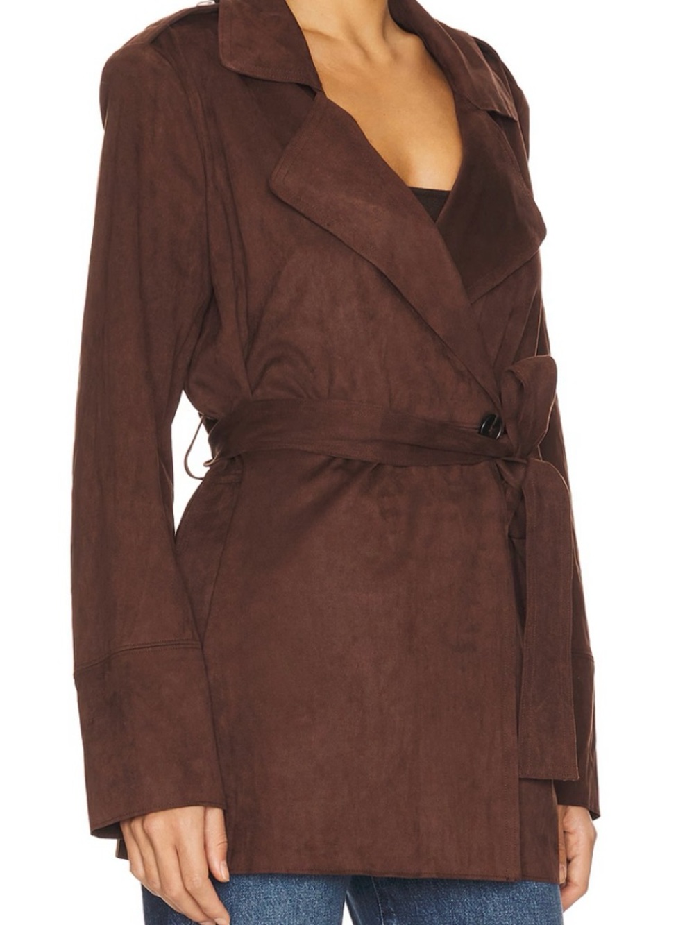 Oversized Anthropologie Espresso Brown Suede-Look Blazer - Picture 5 of 12